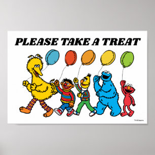 Sesame Street Pals Birthday Balloat tar ett exempe Poster