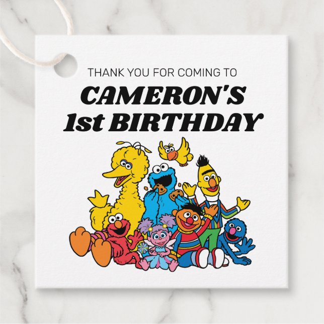 Sesame Street Pals Birthday Gåvor Etiketter (Framsida)