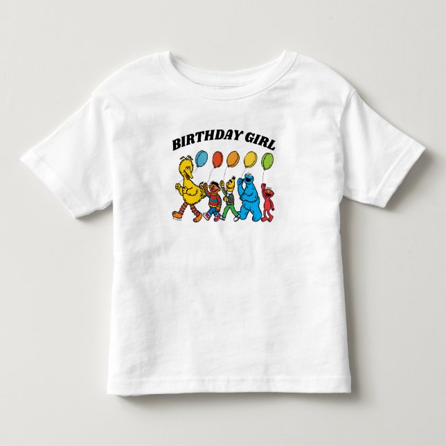 Sesame Street Pals | Birthday Girl Birthday T Shirt (Framsida)