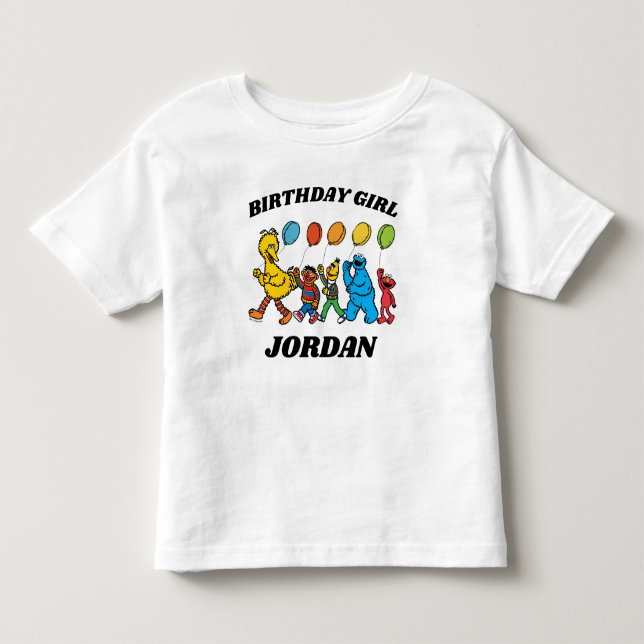Sesame Street Pals | Birthday Girl Birthday T Shirt (Framsida)