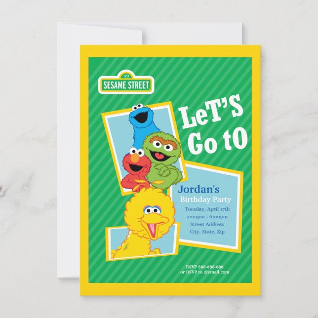Sesame Street Pals Birthday Inbjudningar (Framsida)