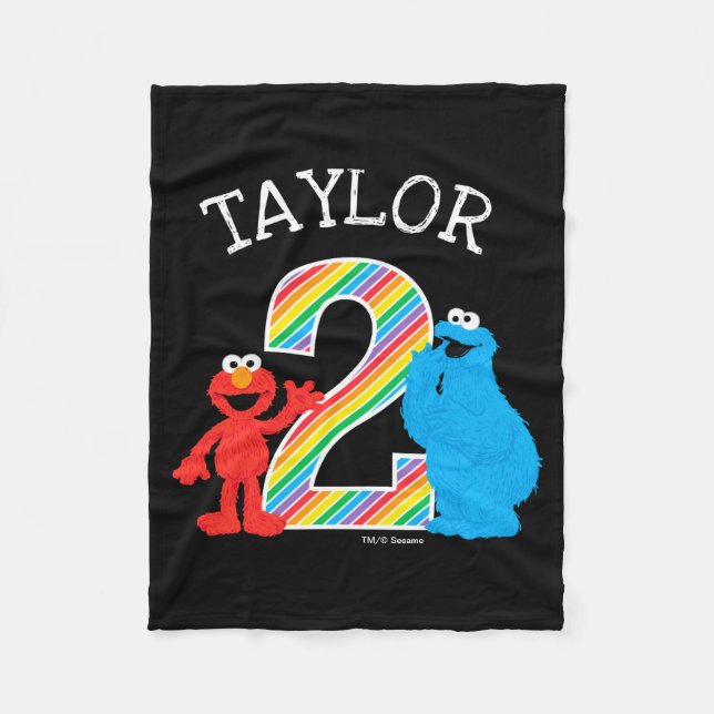 Sesame Street Pals Chalkboard Rainbow 2nd Birthday Fleecefilt (Framsidan)