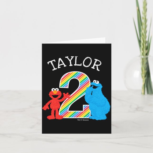 Sesame Street Pals Chalkboard Rainbow 2nd Birthday Kort (Framsida)