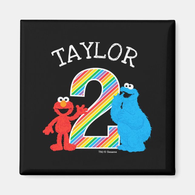 Sesame Street Pals Chalkboard Rainbow 2nd Birthday Magnet (Framsidan)