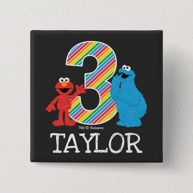 Sesame Street Pals Chalkboard Rainbow 3rd Birthday Knapp (Framsida)