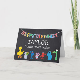 Sesame Street Pals Chalkboard Rainbow Birthday Kort