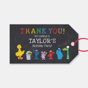 Sesame Street Pals Chalkboard Rainbow Birthday Presentetikett