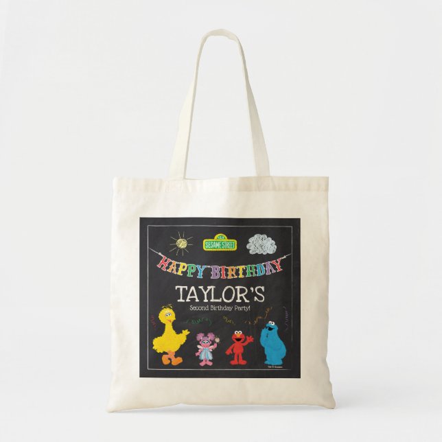Sesame Street Pals Chalkboard Rainbow Birthday Tygkasse (Framsidan)