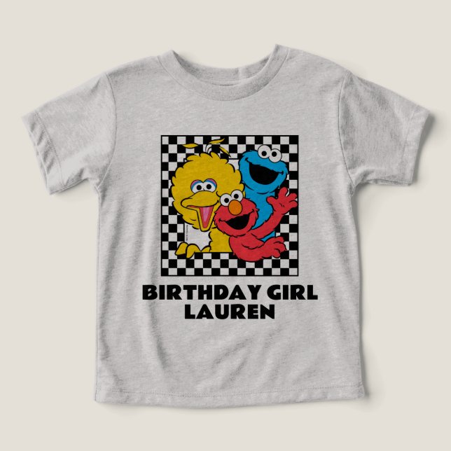 Sesame Street Pals Checkated Birthday Girl T Shirt (Design Framsida)