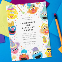 Sesame Street Pals Confetti Birthday-inbjudan