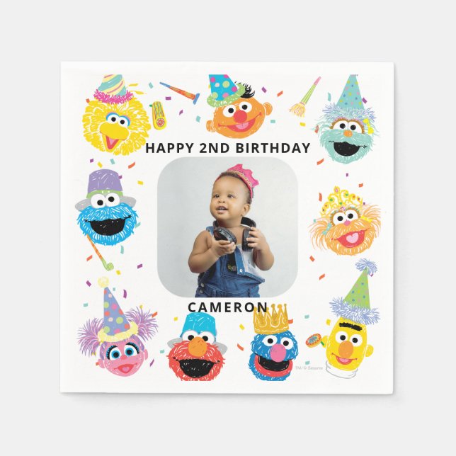 Sesame Street Pals Confetti Birthday Pappersservett (Framsidan)