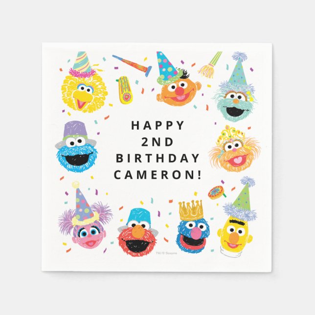 Sesame Street Pals Confetti Birthday Pappersservett (Framsidan)