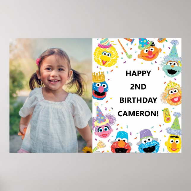 Sesame Street Pals Confetti Birthday Photo Poster (Framsidan)