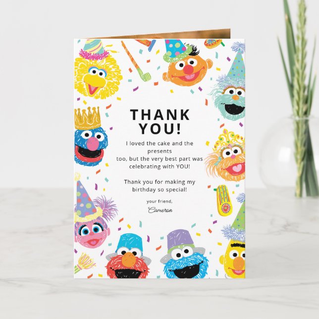Sesame Street Pals Confetti Birthday Tack Kort (Framsida)