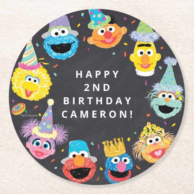 Sesame Street Pals Confetti Birthday Underlägg Papper Rund (Framsidan)