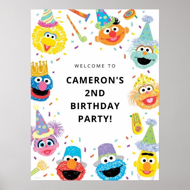 Sesame Street Pals Confetti Birthday Välkommen Poster (Framsidan)