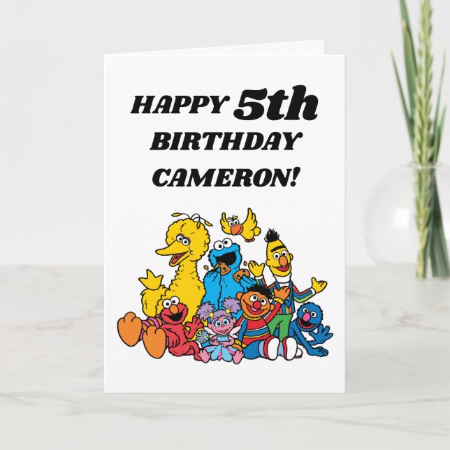 Sesame Street Pals Lycklig 5th Birthday Kort (Framsida)
