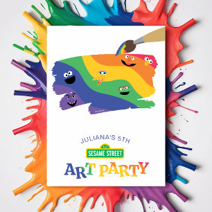 Sesame Street Pals Rainbow Art Party-inbjudan Inbjudningar