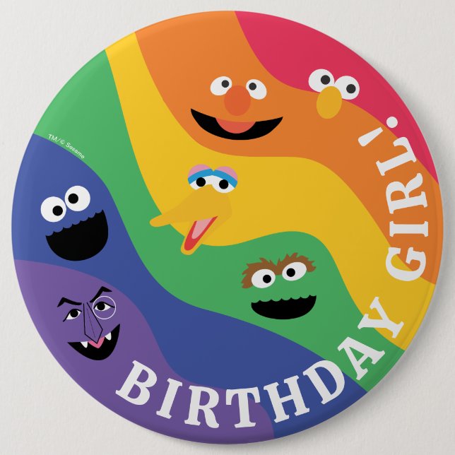 Sesame Street Pals Rainbow Birthday Girl Knapp (Framsida)
