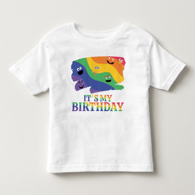 Sesame Street Pals Rainbow Birthday T Shirt (Framsida)