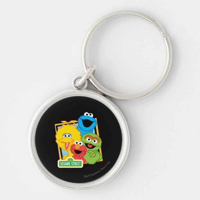 Sesame Street Pals Rund Silverfärgad Nyckelring (Framsidan)