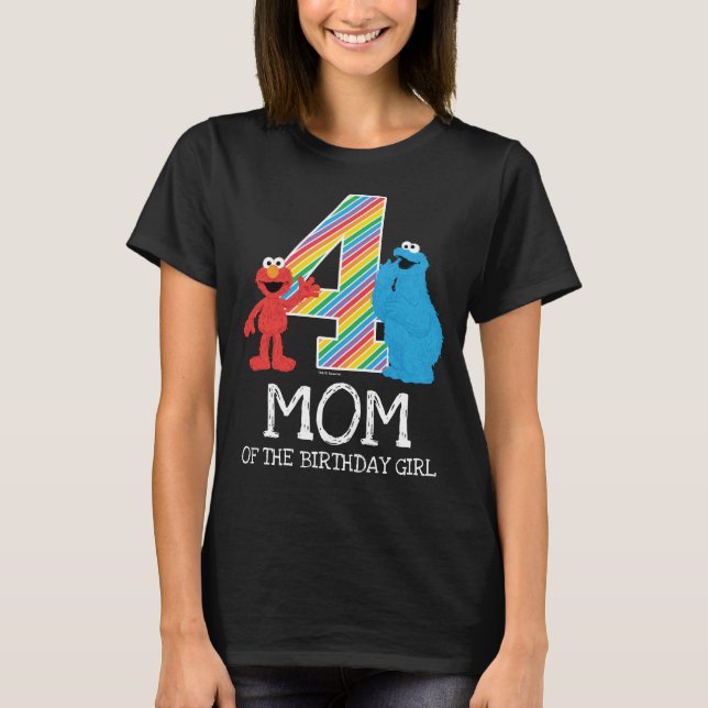Sesame Street Rainbow 4e födelsedagen | Mamma T-Sh T Shirt (Framsida)