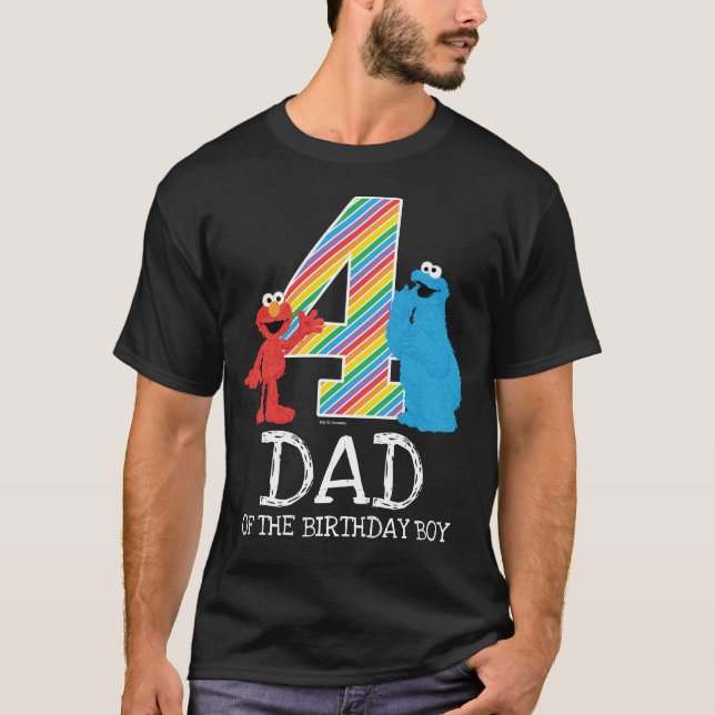 Sesame Street Rainbow 4e födelsedagen | Pappa T-Sh T Shirt (Framsida)