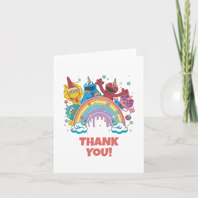 Sesame Street Rainbow Unicorn Birthday Tack Kort (Framsida)