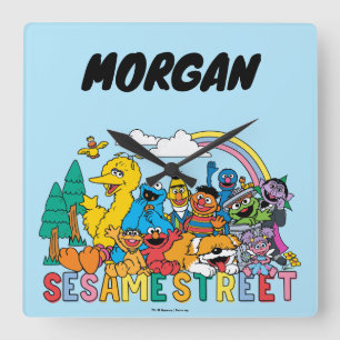 Sesame Street Rainbow Wave Lägg till ditt namn Fyrkantig Klocka
