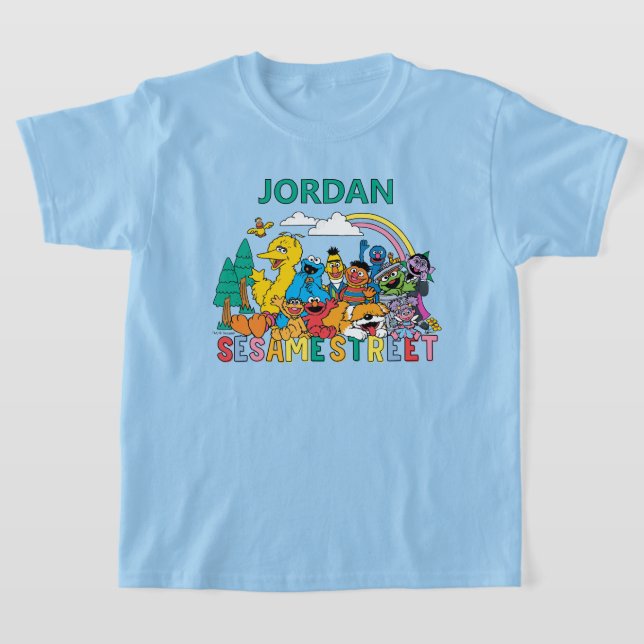 Sesame Street | Rainbow Wave T Shirt (Laydown)