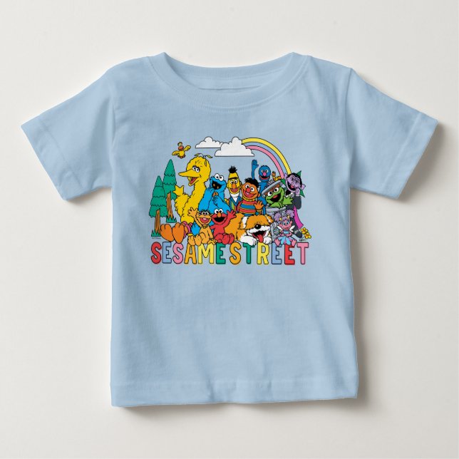Sesame Street | Rainbow Wave T Shirt (Framsida)