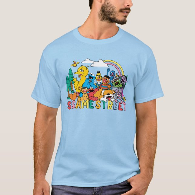 Sesame Street | Rainbow Wave T Shirt (Framsida)