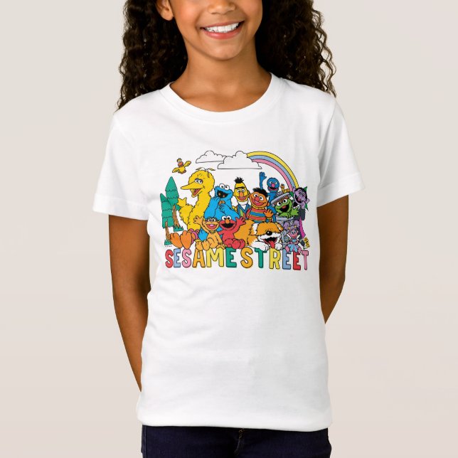 Sesame Street | Rainbow Wave T Shirt (Framsida)