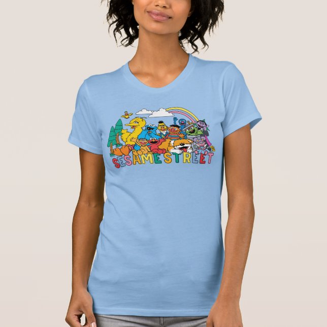 Sesame Street | Rainbow Wave T Shirt (Framsida)