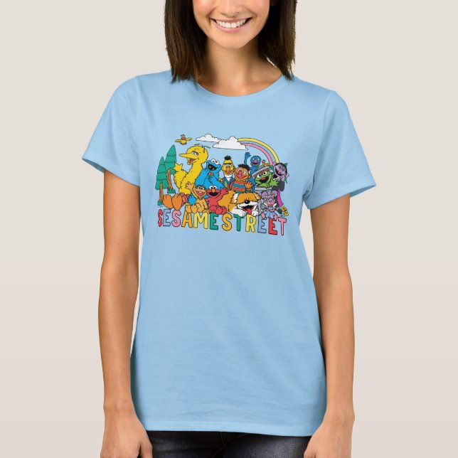 Sesame Street | Rainbow Wave T Shirt (Framsida)
