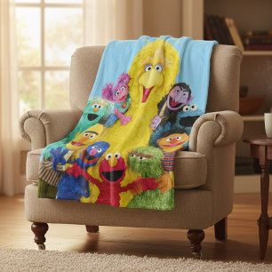 Sesame Street   Roligt Färgstift Pals Porträtt Fleecefilt