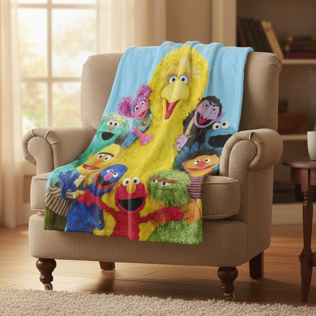 Sesame Street | Roligt Färgstift Pals Porträtt Fleecefilt (Skapare uppladdad)
