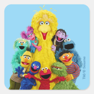 Sesame Street Roligt Färgstift Pals Porträtt Fyrkantigt Klistermärke