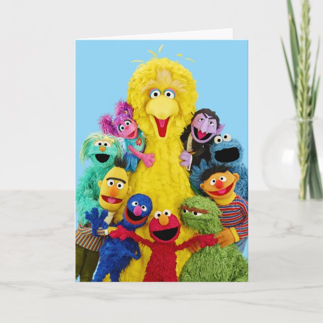 Sesame Street | Roligt Färgstift Pals Porträtt Helgkort (Framsida)