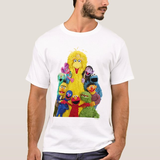 Sesame Street | Roligt Färgstift Pals Porträtt T Shirt (Framsida)