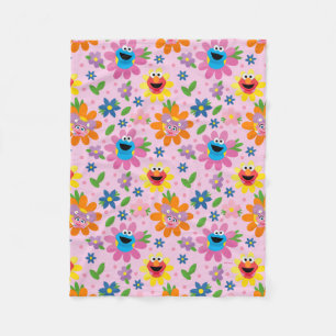 Sesame Street Rosa Blommönster Fleecefilt