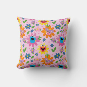 Sesame Street Rosa Blommönster Kudde