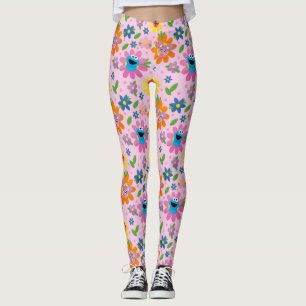 Sesame Street Rosa Blommönster Leggings