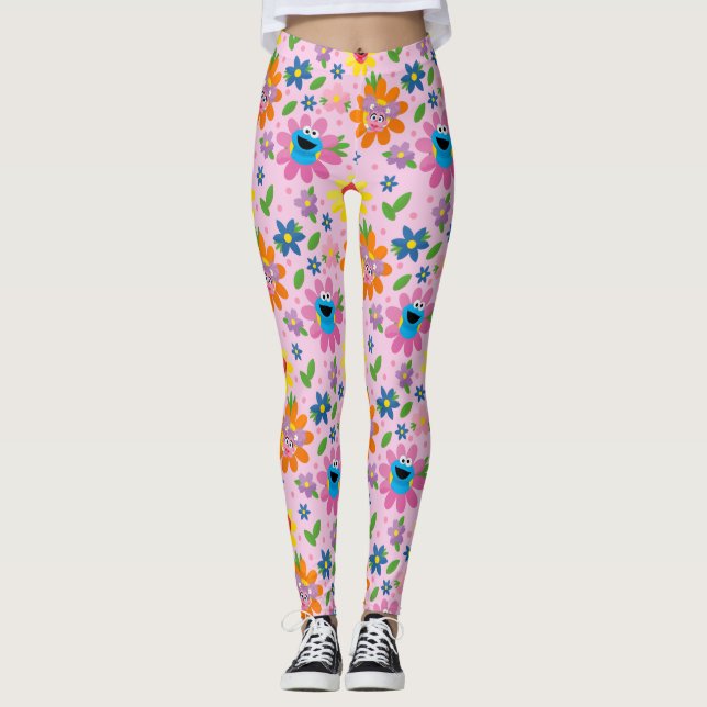 Sesame Street Rosa Blommönster Leggings (Framsida)