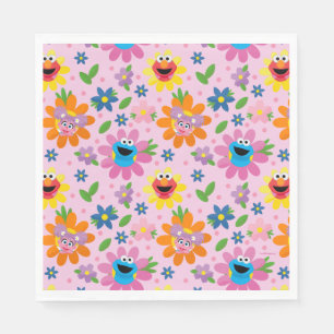 Sesame Street Rosa Blommönster Pappersservett