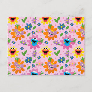 Sesame Street Rosa Blommönster Vykort