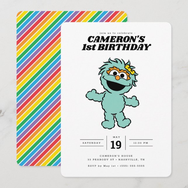 Sesame Street Rosita - Birthday Inbjudningar (Fram/baksida)