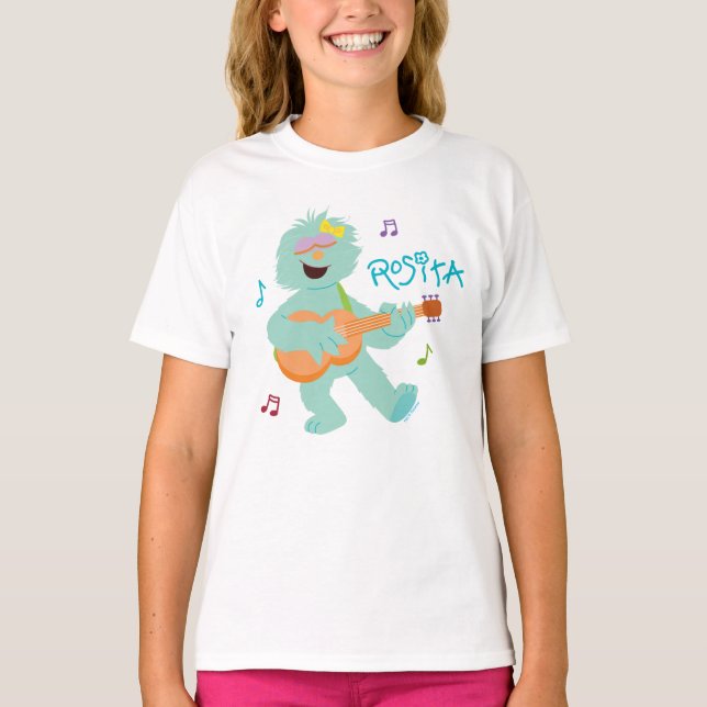 Sesame Street | Rosita Spelar Guitar T Shirt (Framsida)