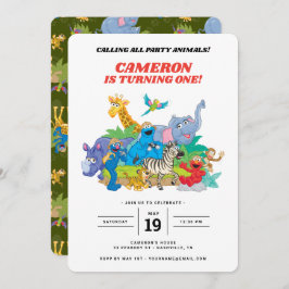 Sesame Street Safari Animals 1:a födelsedagsinbjud Inbjudningar