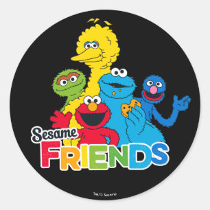 Sesame Street   Sesame vänner Runt Klistermärke